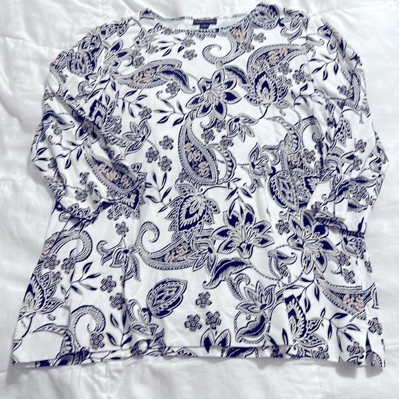 J. Jill Tops - J. Jill - Wearever Collection - Black & White Paisley 3/4 Sleeve Blouse - Medium